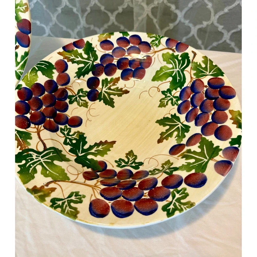 La Ceramica VBC Nove Italy Grape Vine Charger Plate and Serving Bowl Set Tuscan